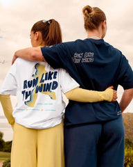 Run Like The Wind FLX Cotton Oversized Tee - White-Future Navy