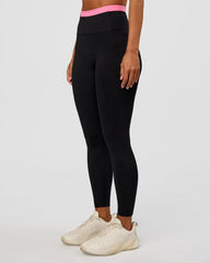 Liberate High-Rise Full Length Legging with Pockets - Black-Candy Pink