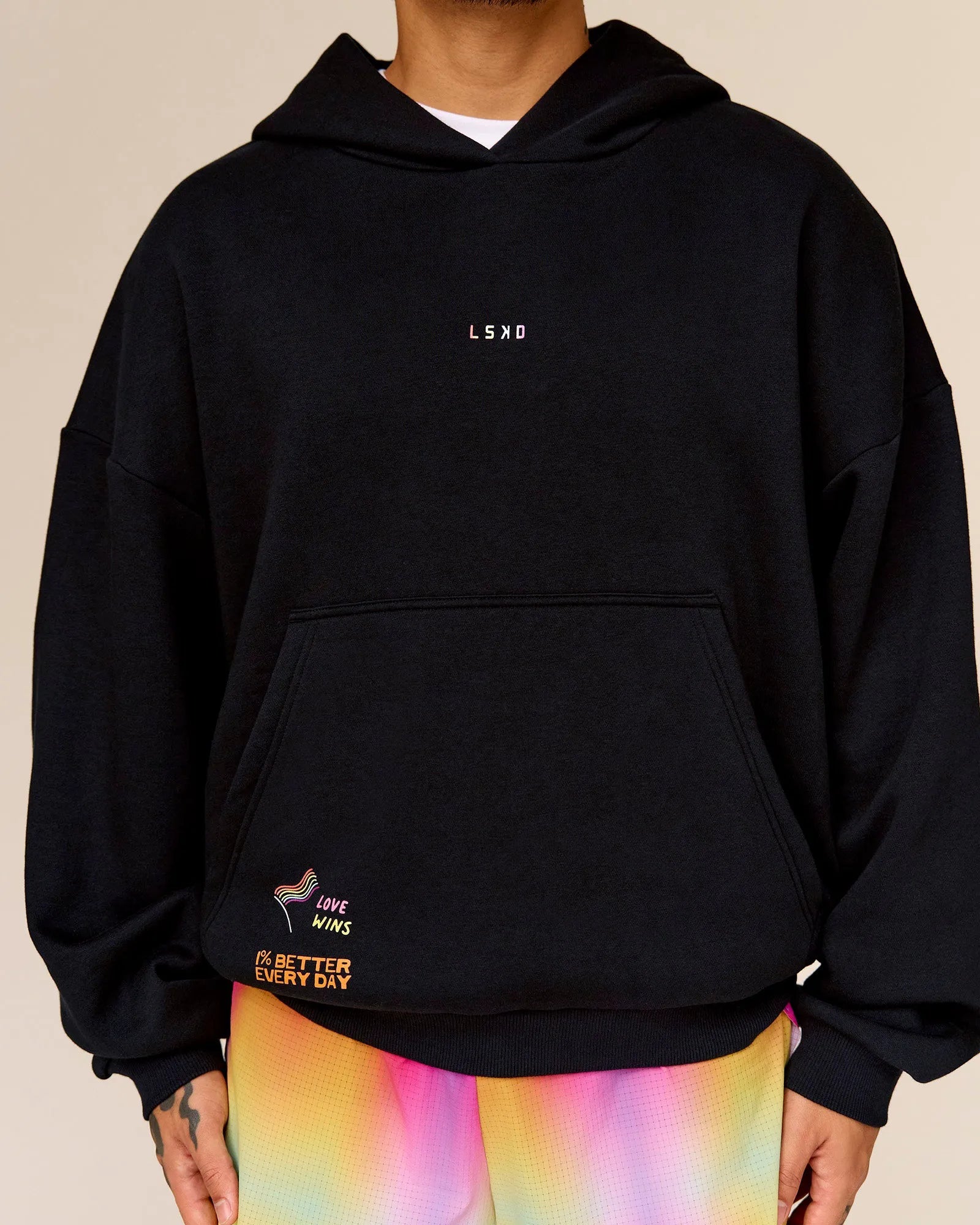 Pride Sticker Boxy Hoodie - Black