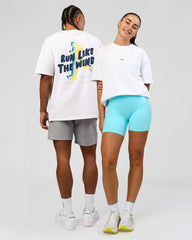 Run Like The Wind FLX Cotton Oversized Tee - White-Future Navy