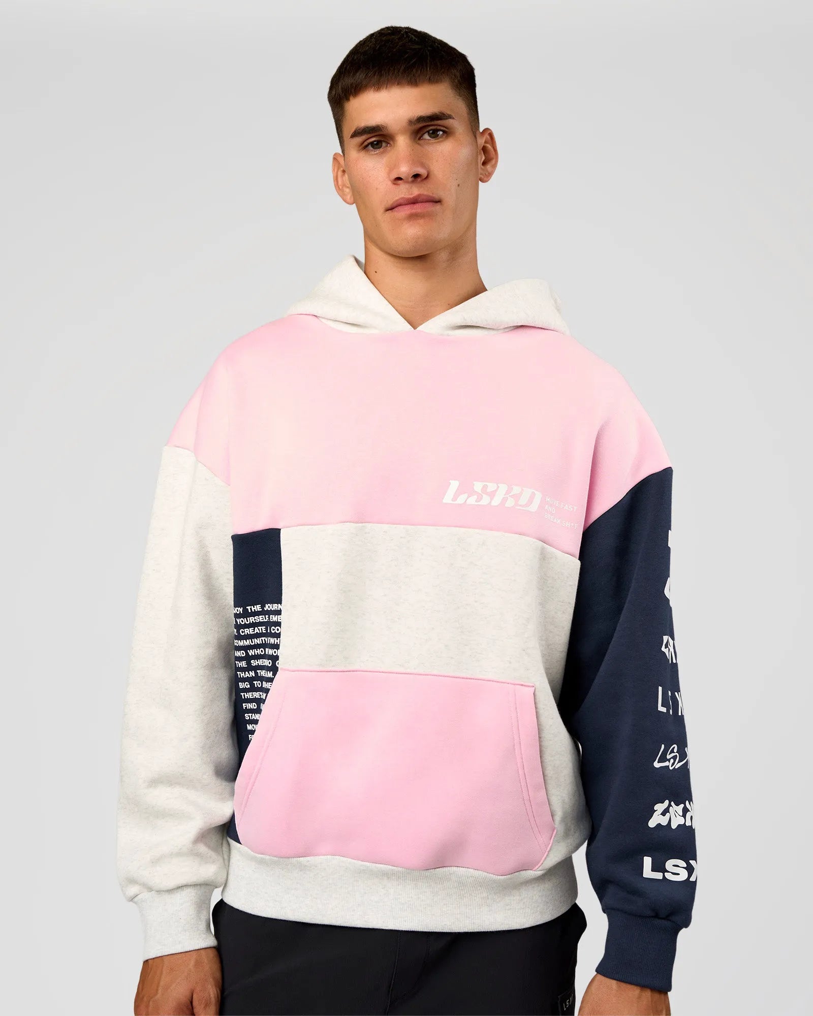Grey Marl-Marshmallow-Navy