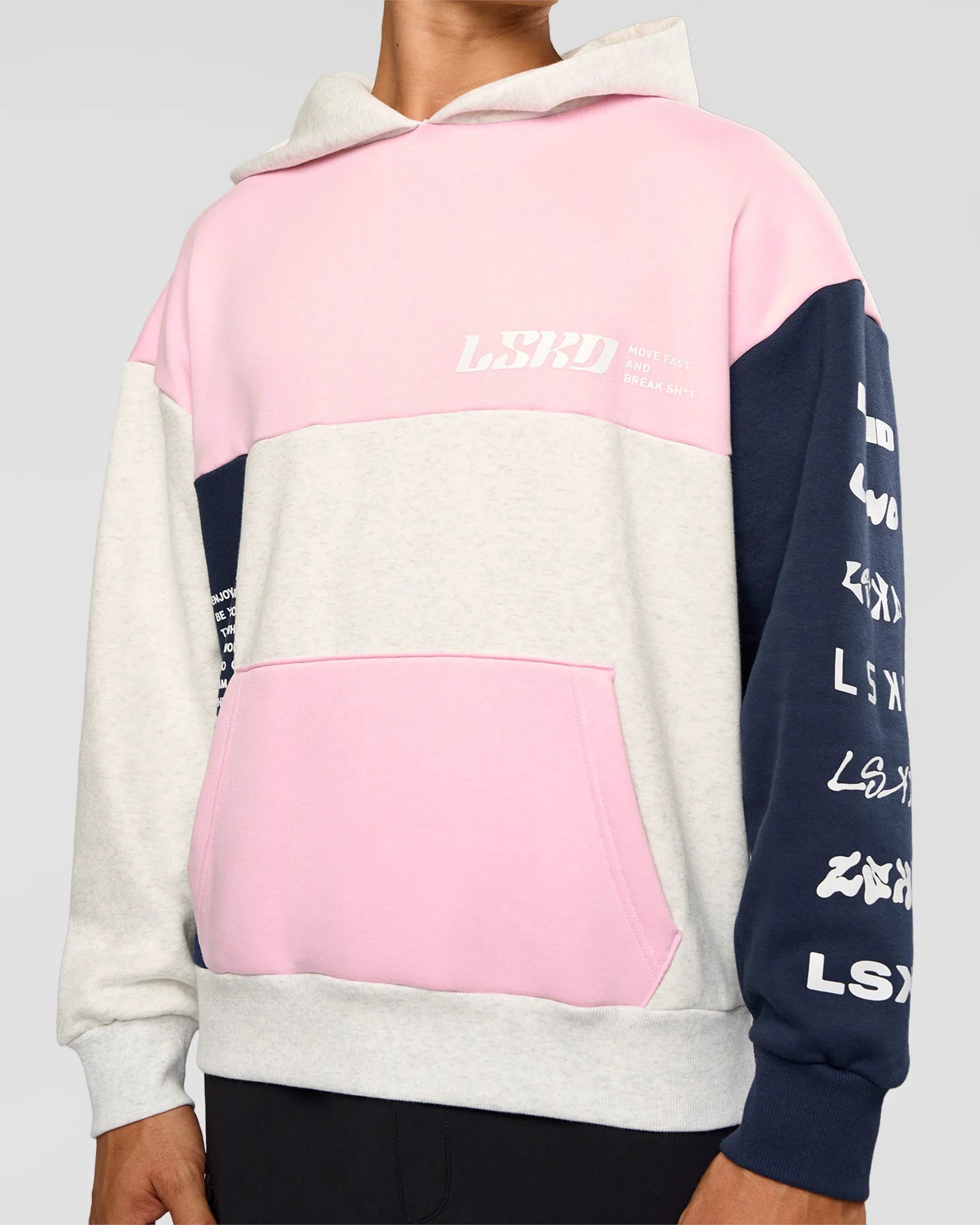 Grey Marl-Marshmallow-Navy