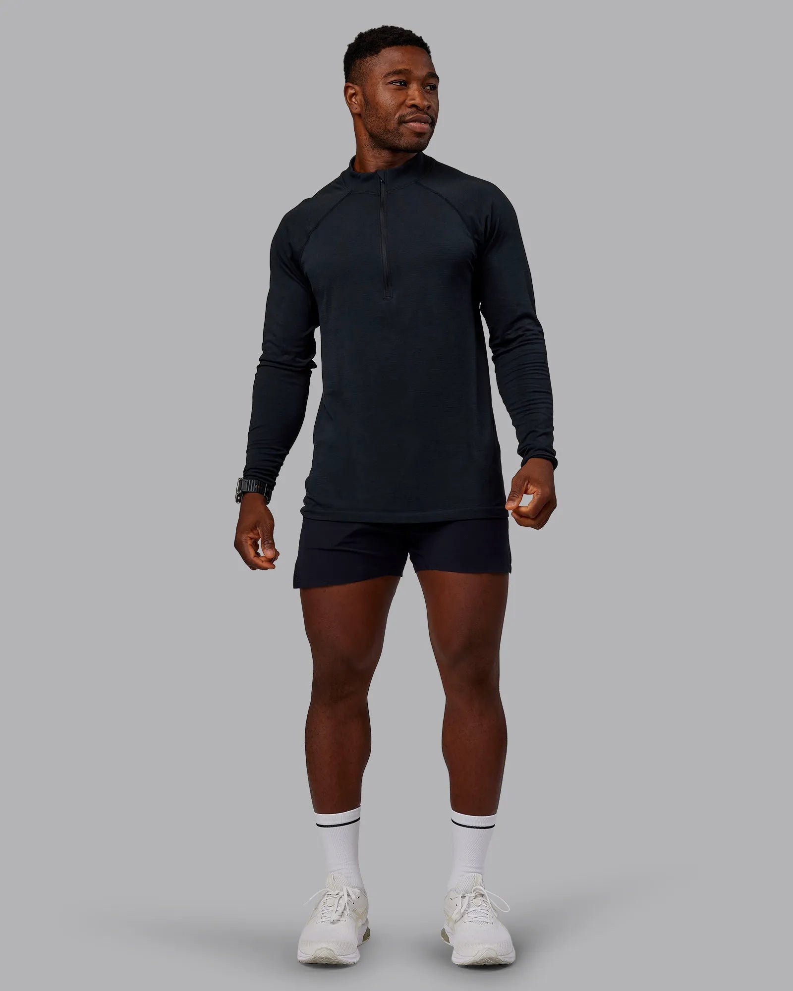AeroFLX+ Seamless Half Zip Long Sleeve Tee - Black Marl