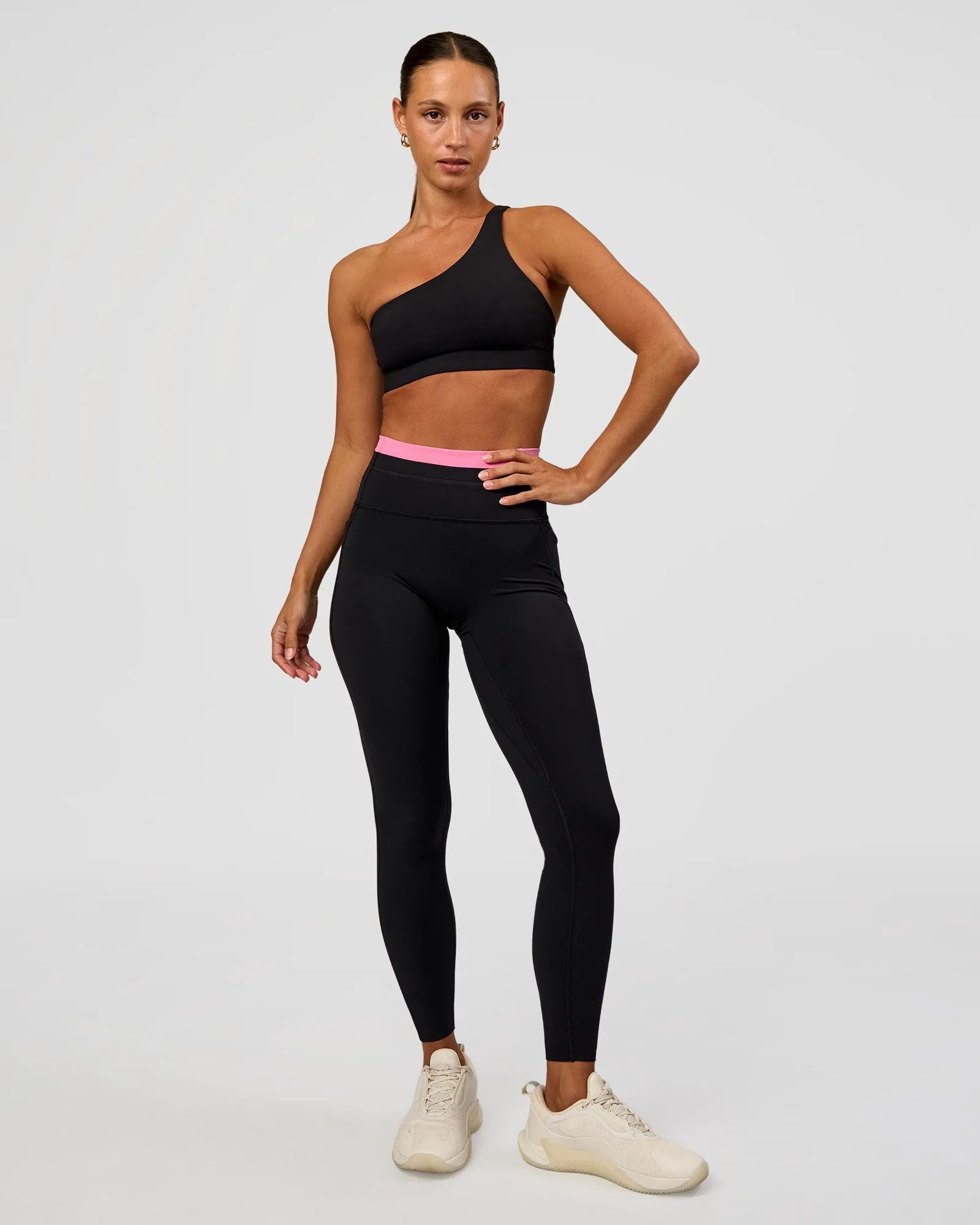 Liberate High-Rise Full Length Legging with Pockets - Black-Candy Pink