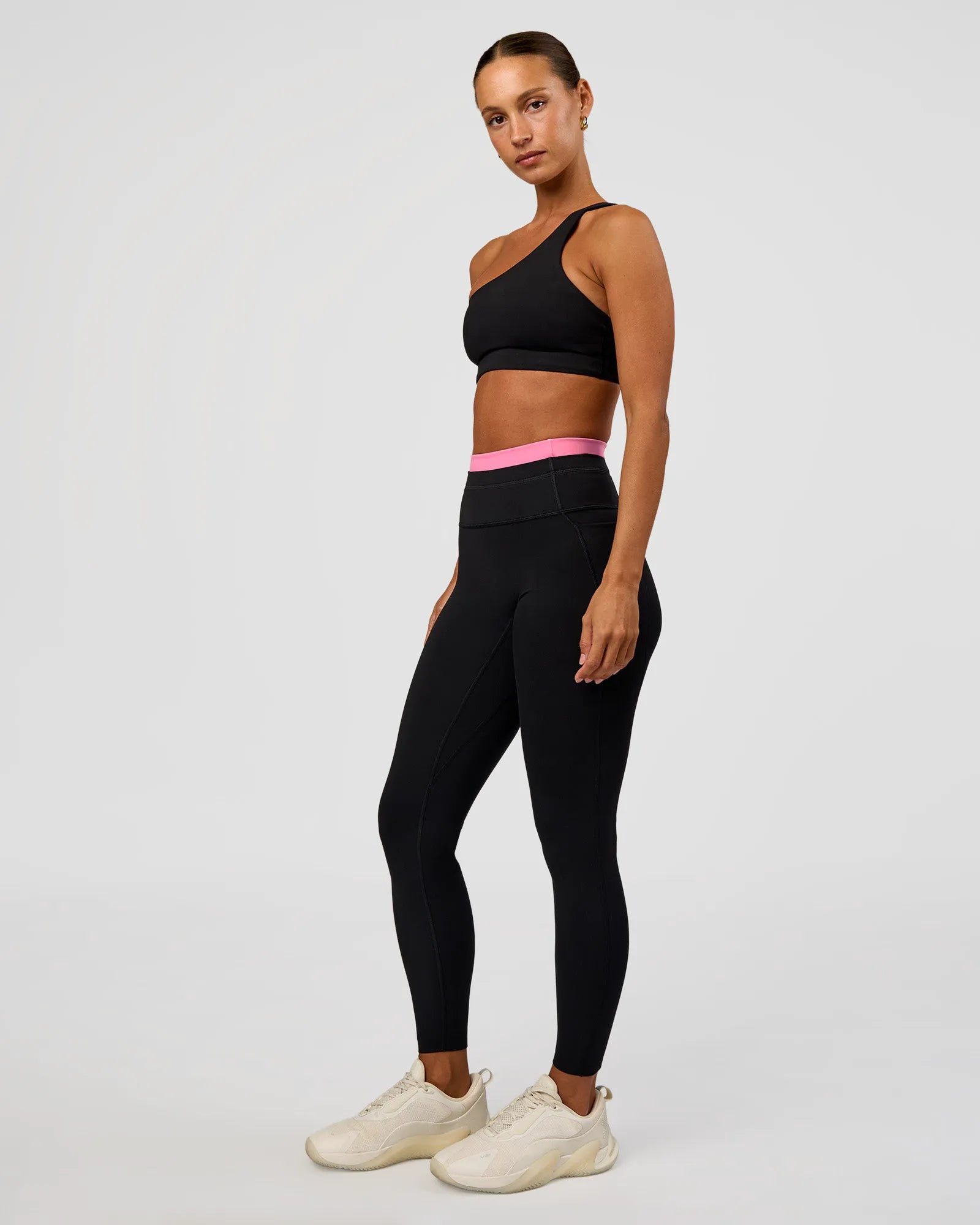 Liberate High-Rise Full Length Legging with Pockets - Black-Candy Pink