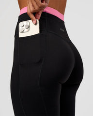 Liberate High-Rise Full Length Legging with Pockets - Black-Candy Pink