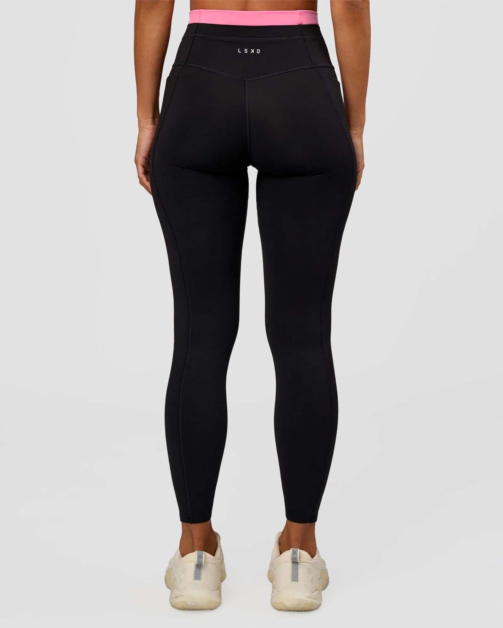 Liberate High-Rise Full Length Legging with Pockets - Black-Candy Pink